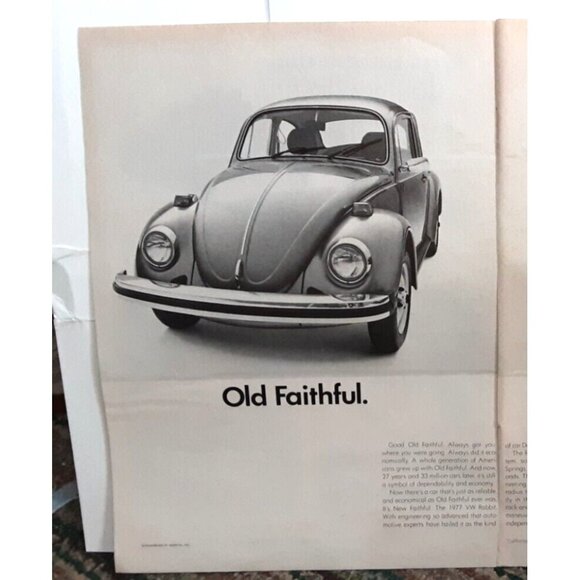 1976 1977 Volkswagen Rabbit and VW Bug Car Original Print Ad vintage 70s - Picture 2 of 3